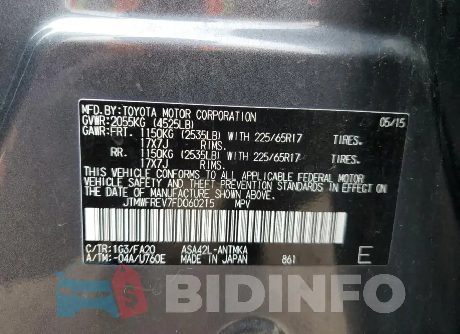 JTMWFREV7FD060215 Photo# 12