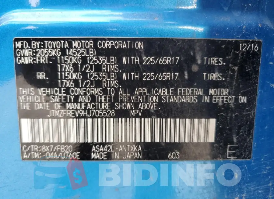 JTMZFREV9HJ705528 Photo# 13