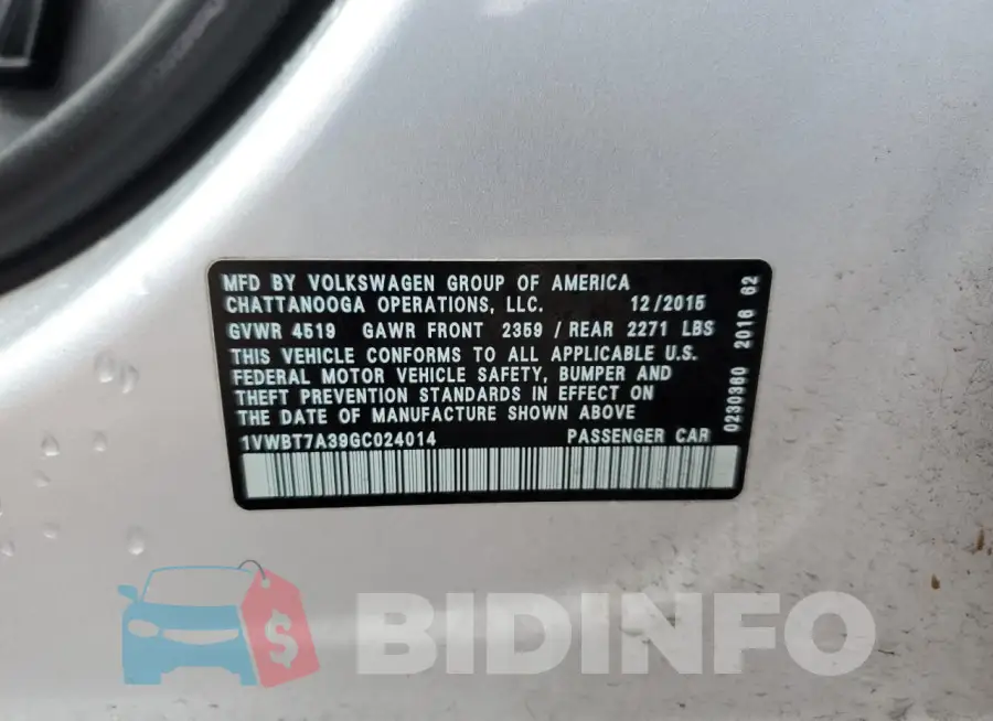 1VWBT7A39GC024014 Photo# 12