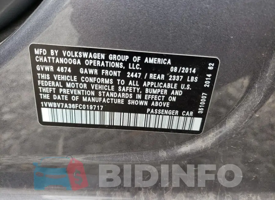 1VWBV7A36FC019717 Photo# 12