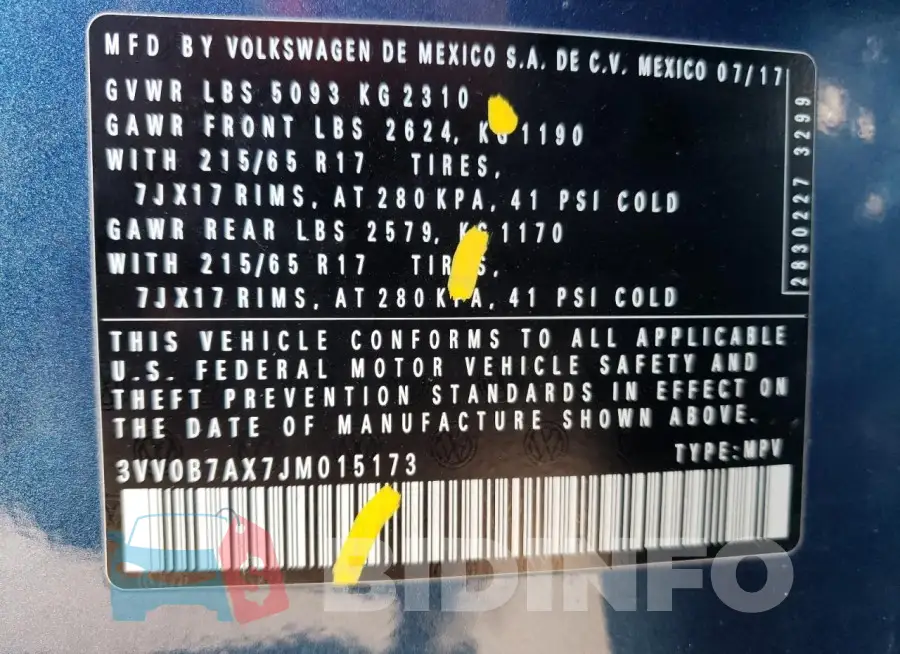 3VV0B7AX7JM015173 Photo# 14