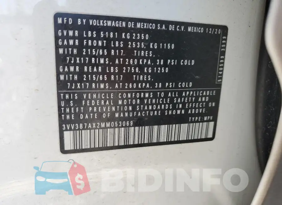 3VV3B7AX2MM053069 Photo# 12
