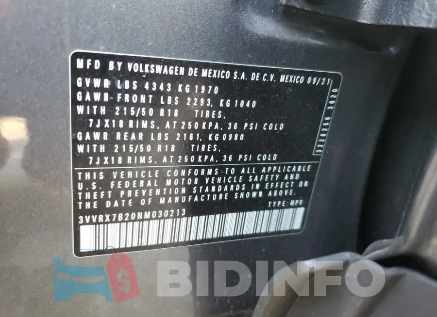 3VVRX7B20NM030213 Photo# 13