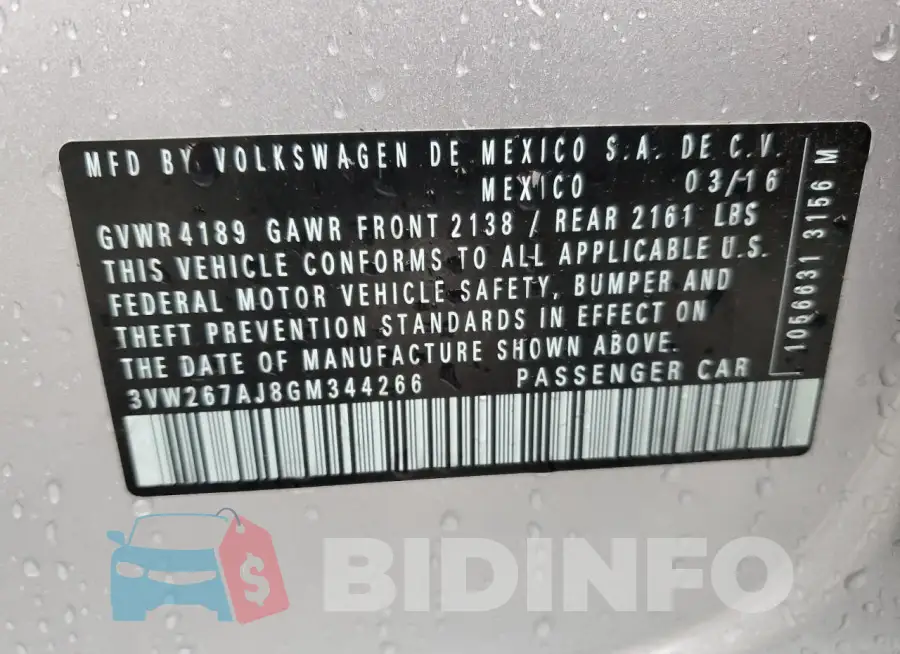 3VW267AJ8GM344266 Photo# 12