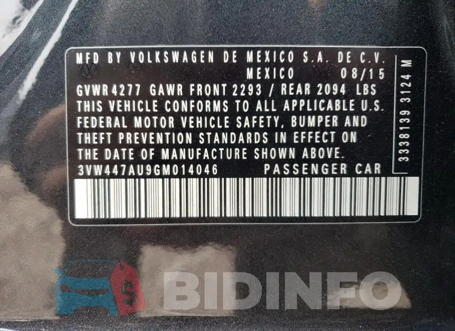 3VW447AU9GM014046 Photo# 13