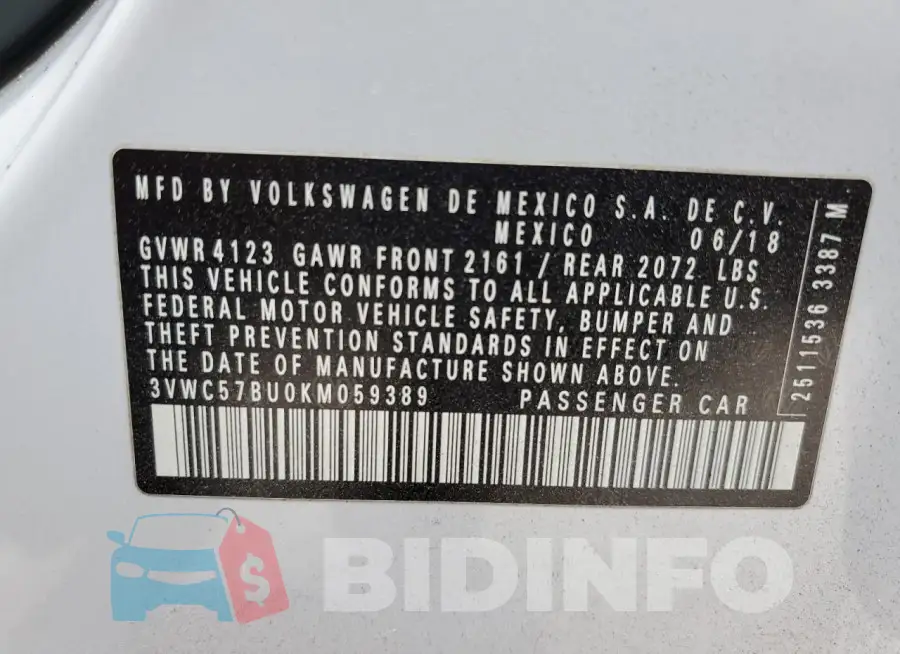 3VWC57BU0KM059389 Photo# 13