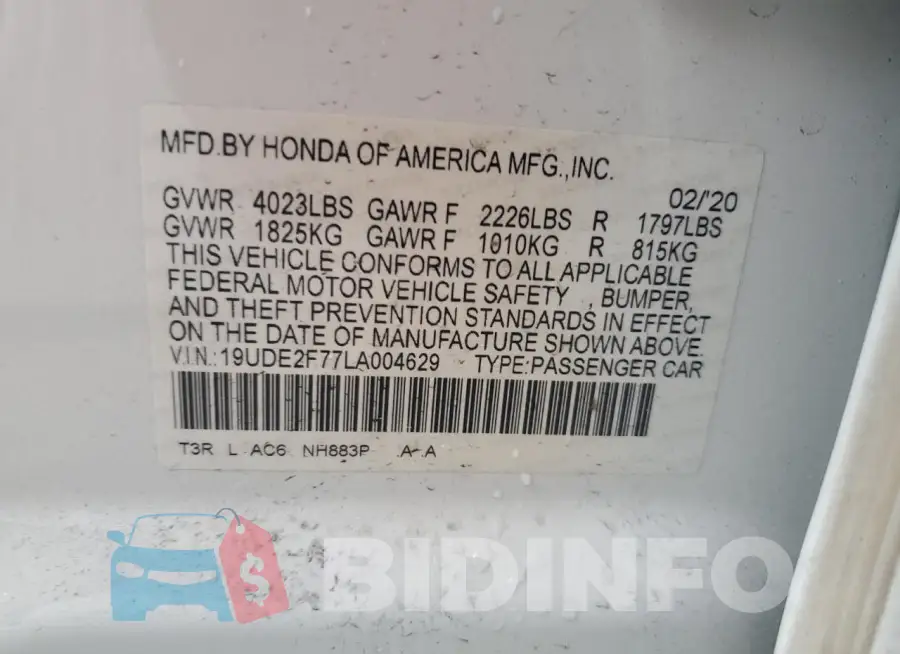 19UDE2F77LA004629 Photo# 12