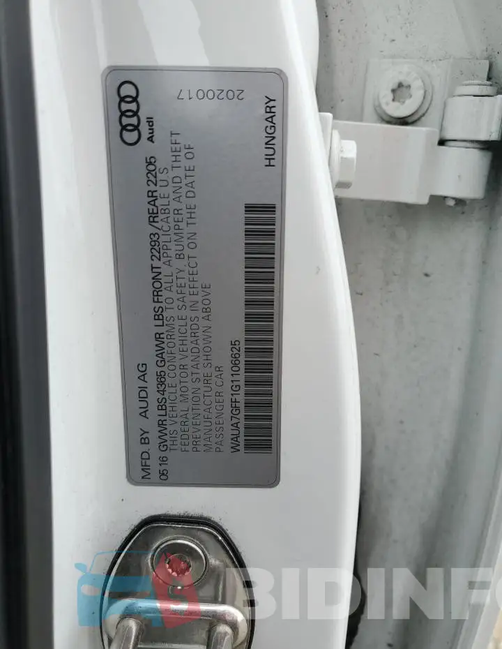 WAUA7GFF1G1106625 Photo# 13
