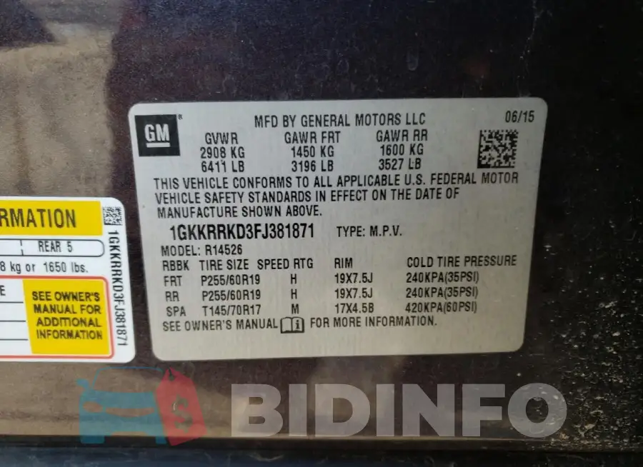 1GKKRRKD3FJ381871 Photo# 12