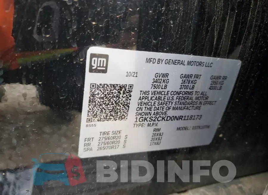 1GKS2CKD0NR118173 Photo# 13