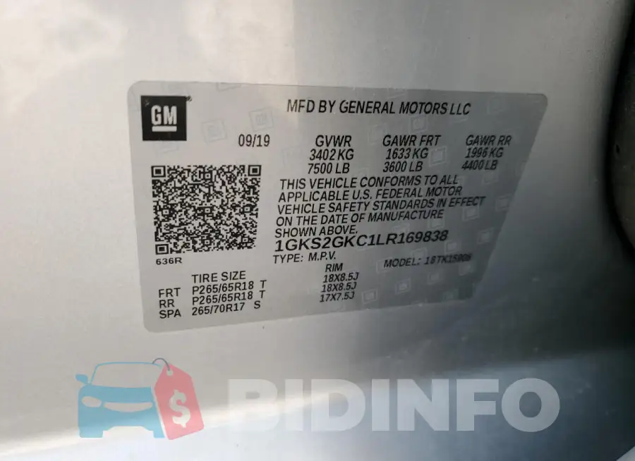 1GKS2GKC1LR169838 Photo# 13