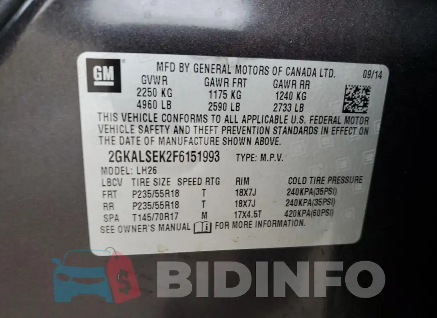 2GKALSEK2F6151993 Photo# 13