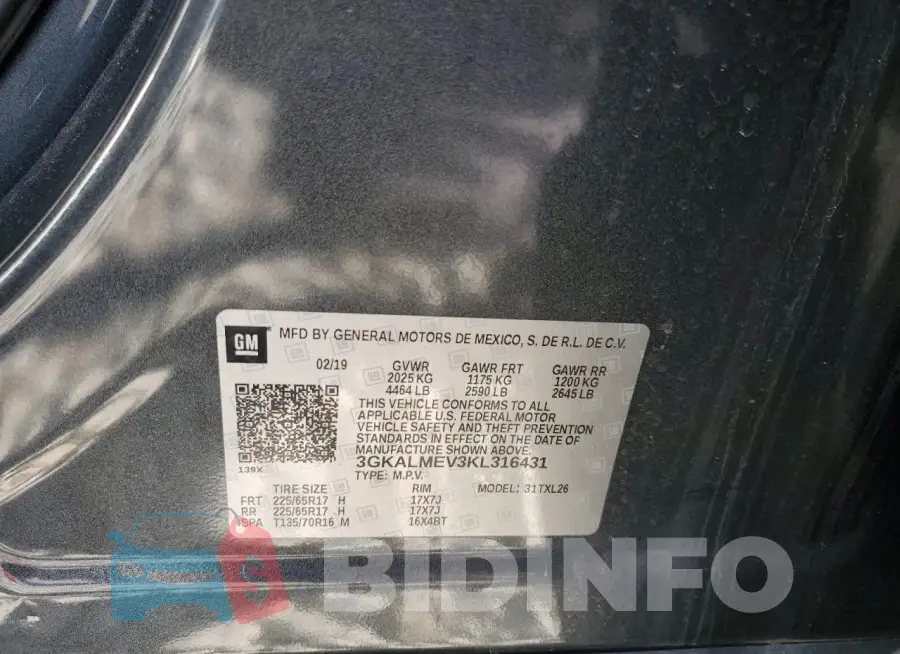 3GKALMEV3KL316431 Photo# 13