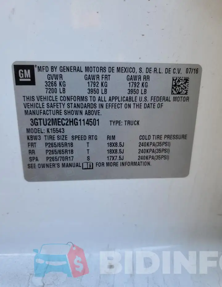 3GTU2MEC2HG114501 Photo# 12
