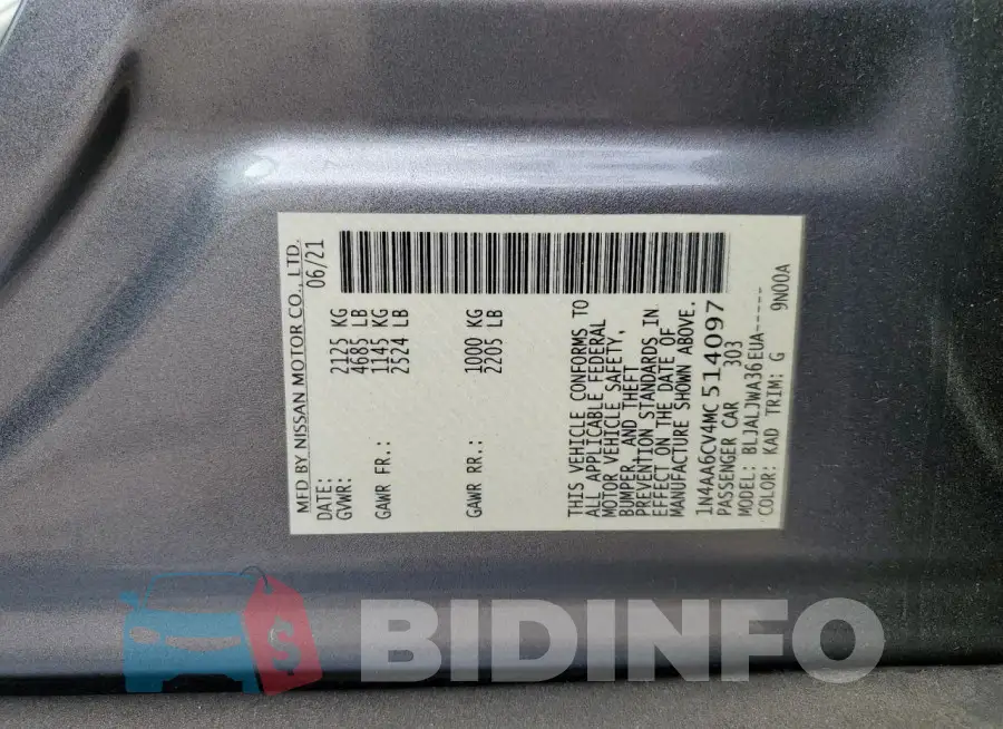 1N4AA6CV4MC514097 Photo# 13