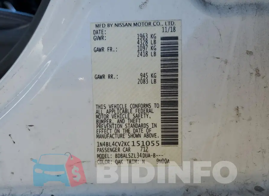 1N4BL4CV2KC151055 Photo# 13