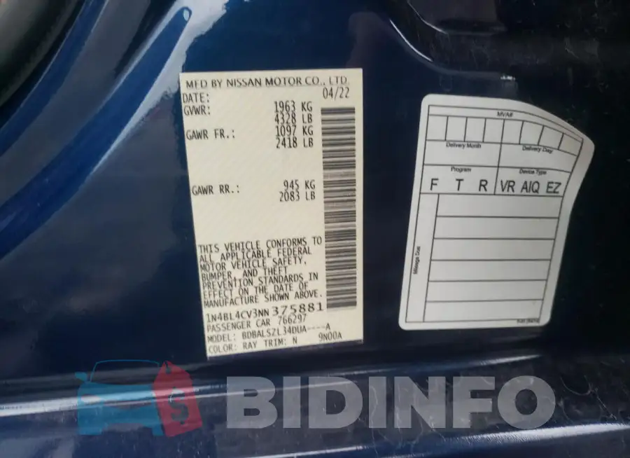1N4BL4CV3NN375881 Photo# 13