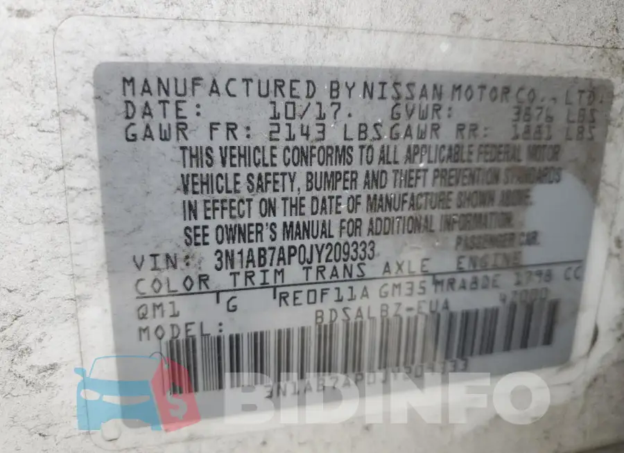 3N1AB7AP0JY209333 Photo# 13