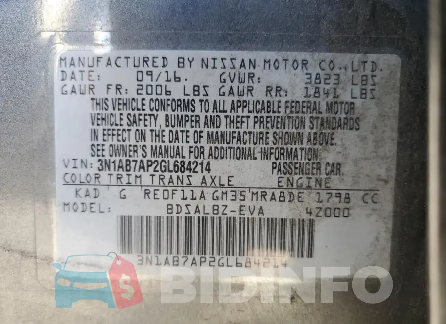 3N1AB7AP2GL684214 Photo# 12
