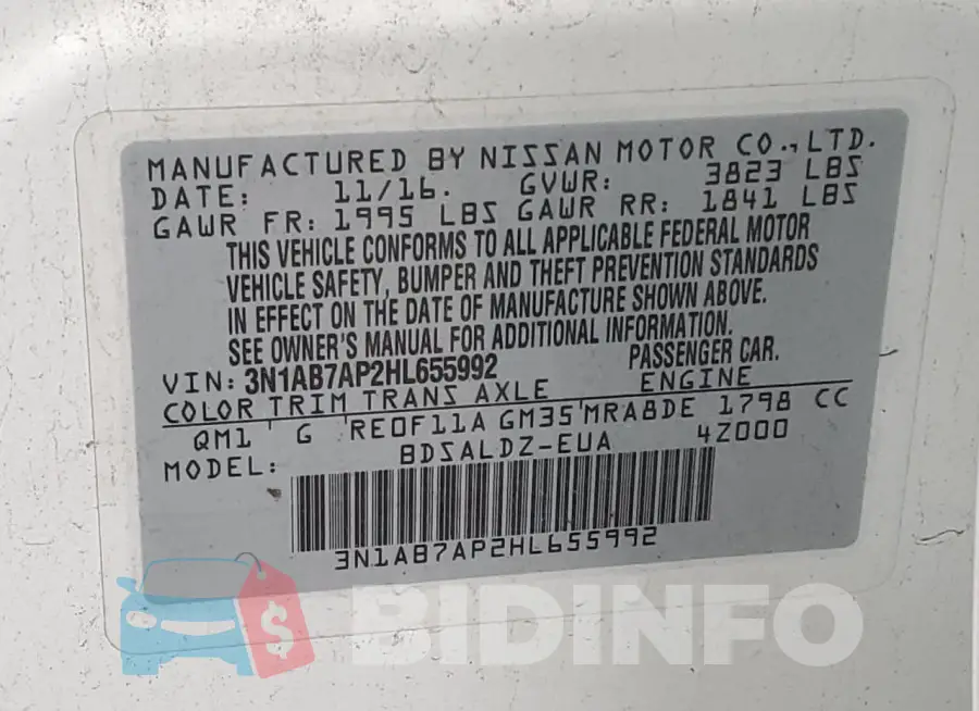 3N1AB7AP2HL655992 Photo# 12