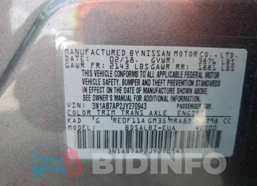 3N1AB7AP2JY270943 Photo# 12