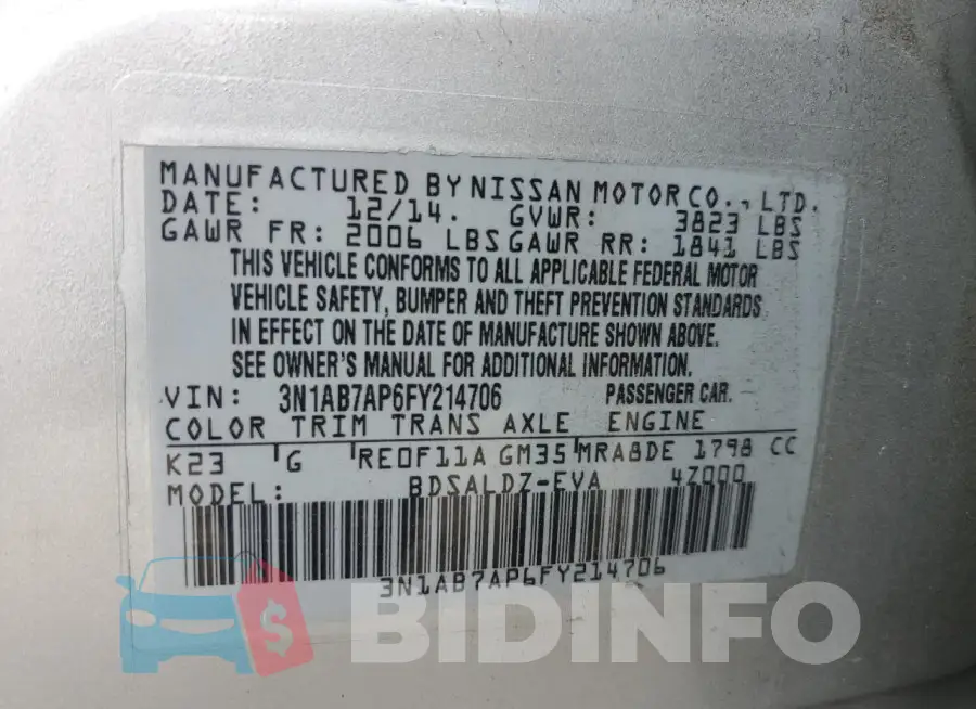 3N1AB7AP6FY214706 Photo# 12