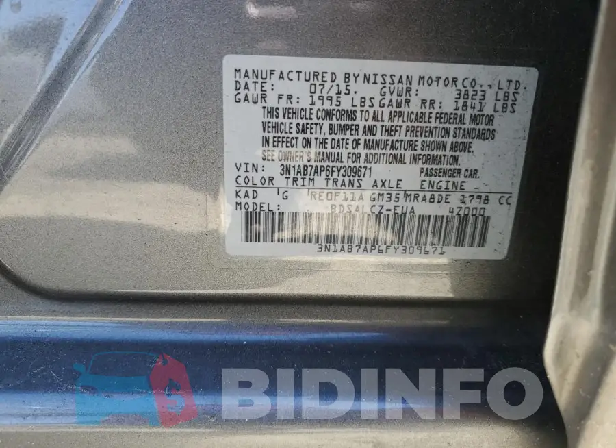 3N1AB7AP6FY309671 Photo# 12
