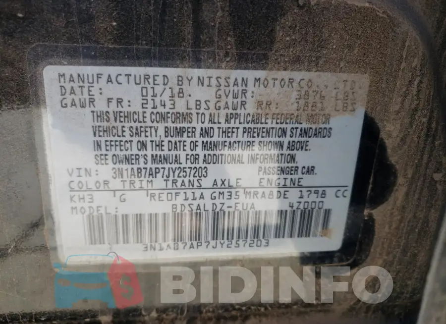 3N1AB7AP7JY257203 Photo# 12