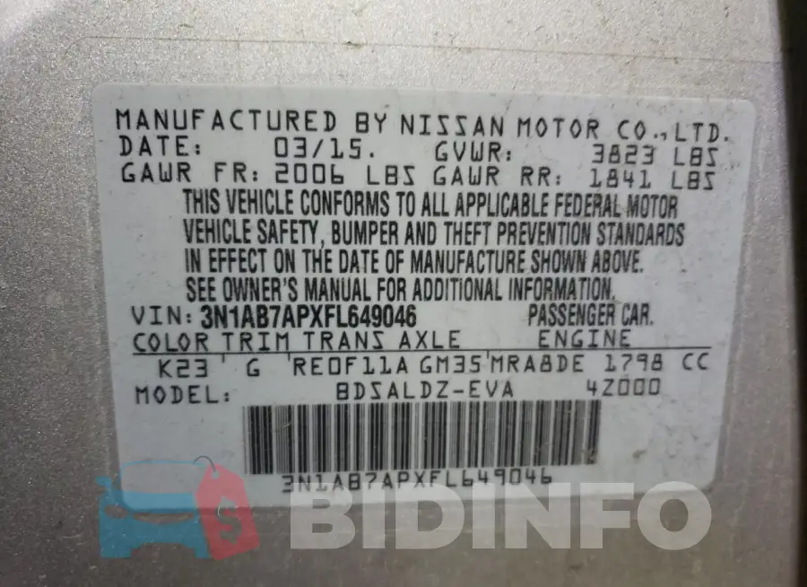 3N1AB7APXFL649046 Photo# 12