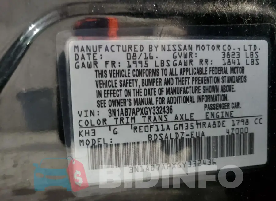 3N1AB7APXGY332436 Photo# 12