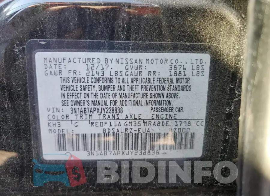 3N1AB7APXJY238838 Photo# 12