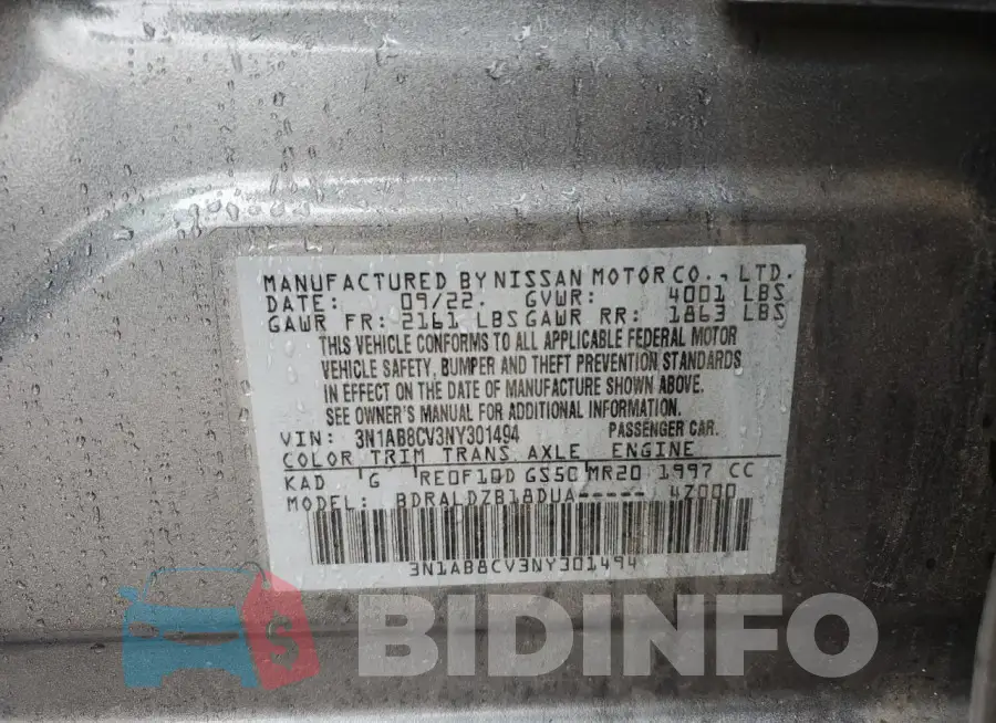3N1AB8CV3NY301494 Photo# 12