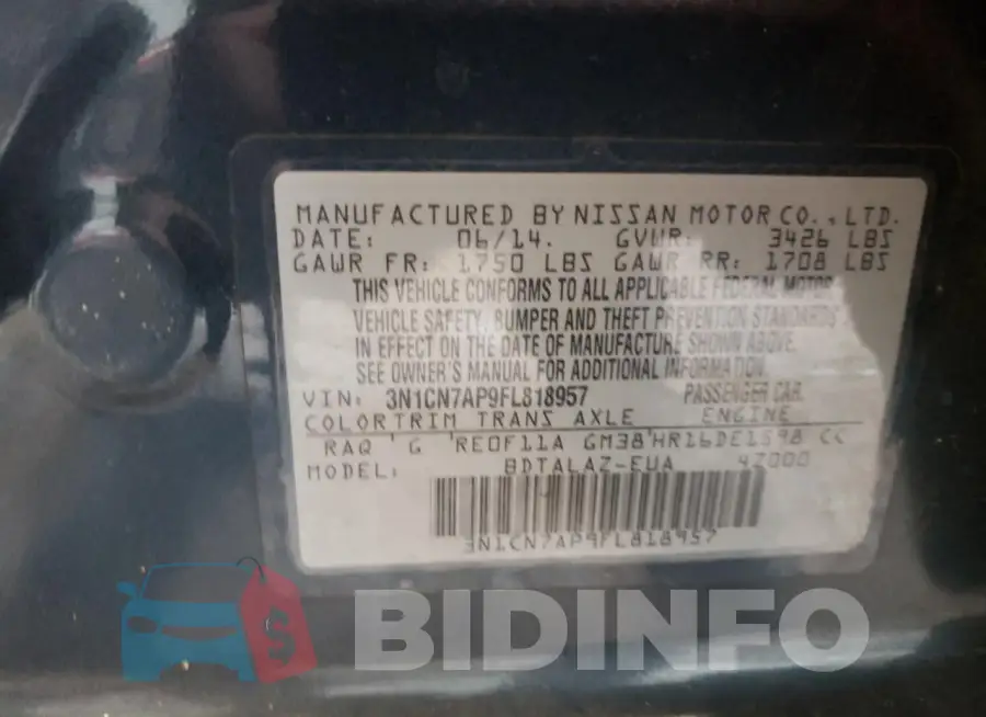 3N1CN7AP9FL818957 Photo# 13