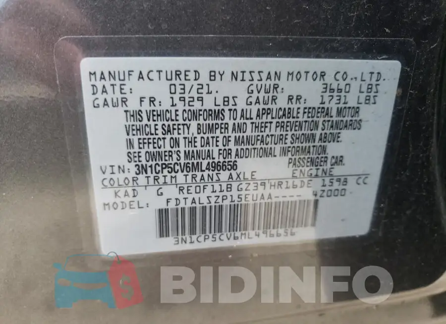 3N1CP5CV6ML496656 Photo# 14