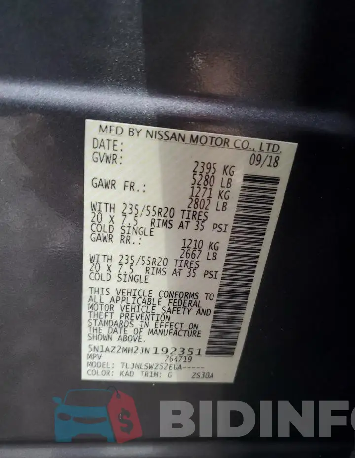 5N1AZ2MH2JN192351 Photo# 13