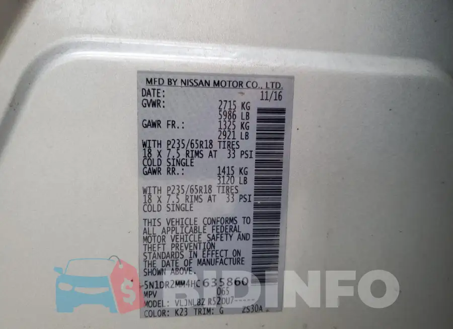 5N1DR2MM4HC635860 Photo# 12