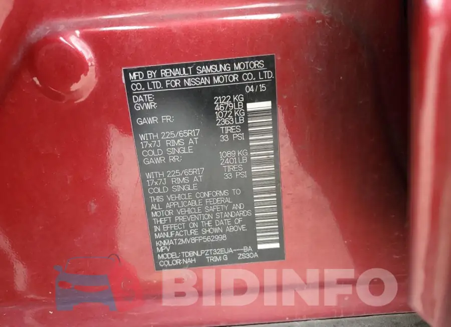 KNMAT2MV8FP562998 Photo# 12