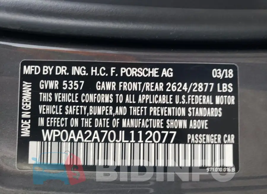 WP0AA2A70JL112077 Photo# 12