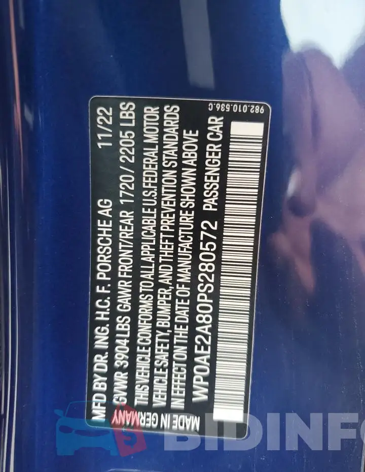 WP0AE2A80PS280572 Photo# 13