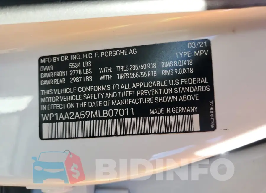 WP1AA2A59MLB07011 Photo# 12