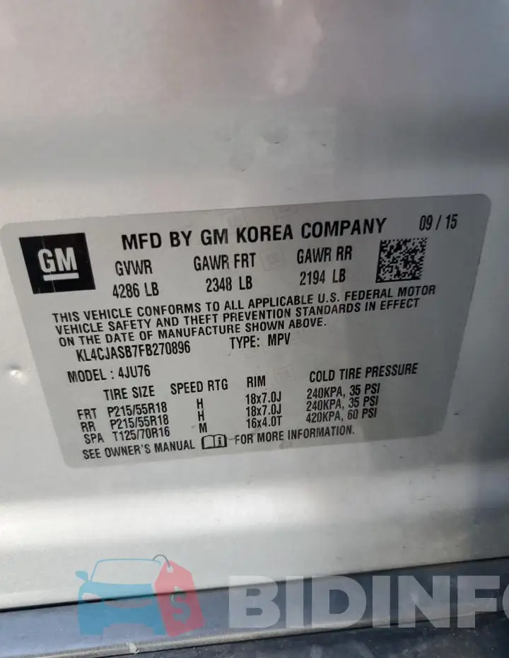 KL4CJASB7FB270896 Photo# 13