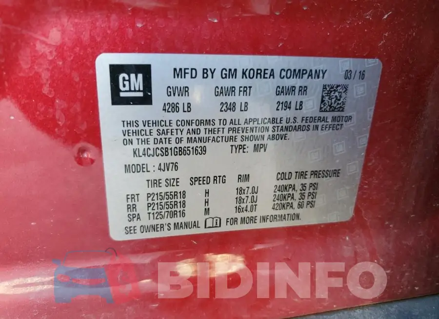 KL4CJCSB1GB651639 Photo# 12