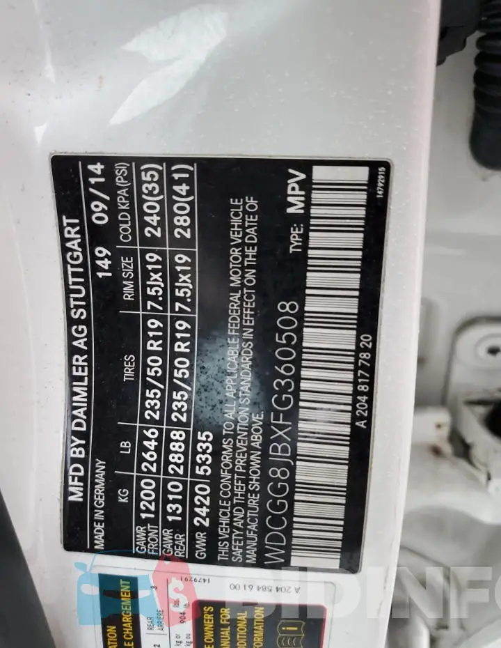 WDCGG8JBXFG360508 Photo# 13