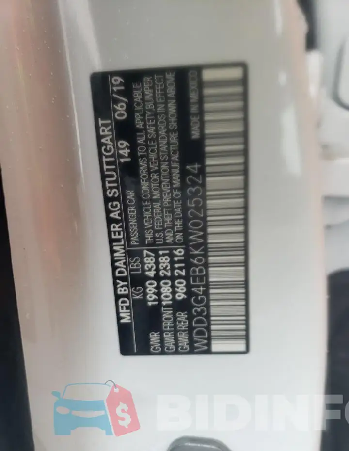 WDD3G4EB6KW025324 Photo# 13