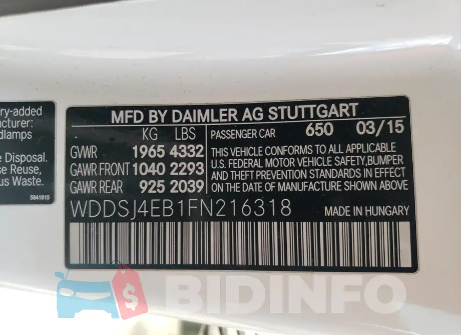 WDDSJ4EB1FN216318 Photo# 12