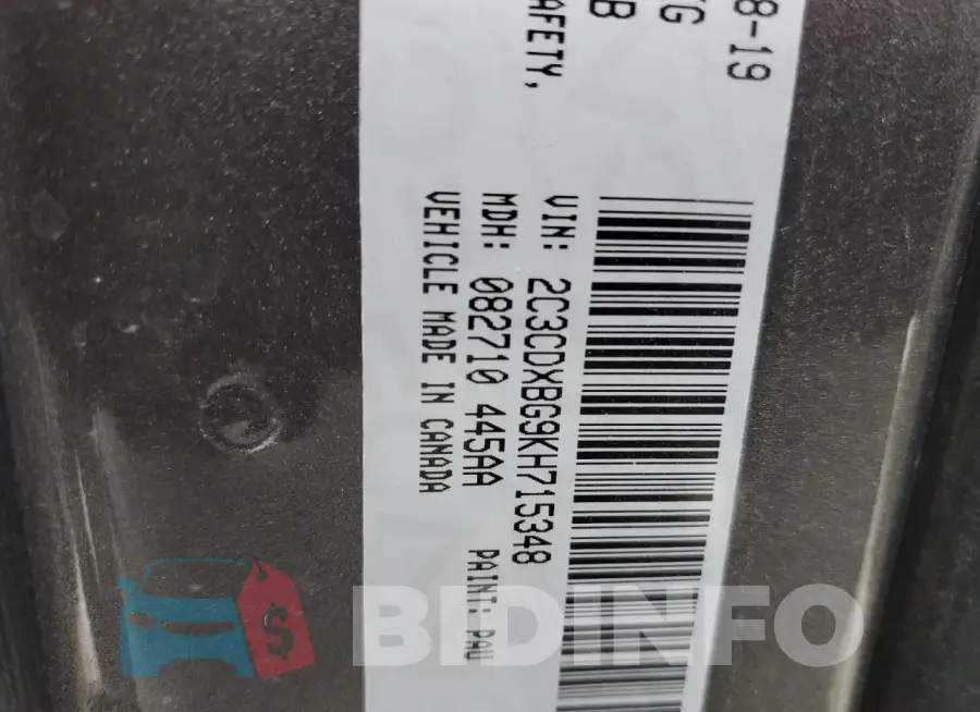 2C3CDXBG9KH715348 Photo# 13