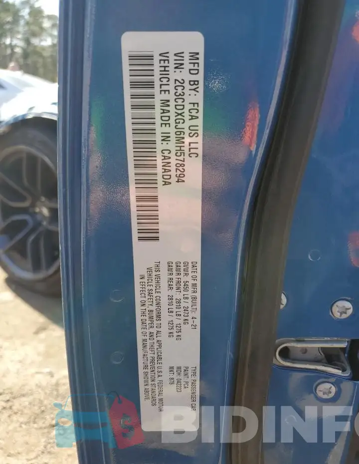 2C3CDXGJ6MH578294 Photo# 12