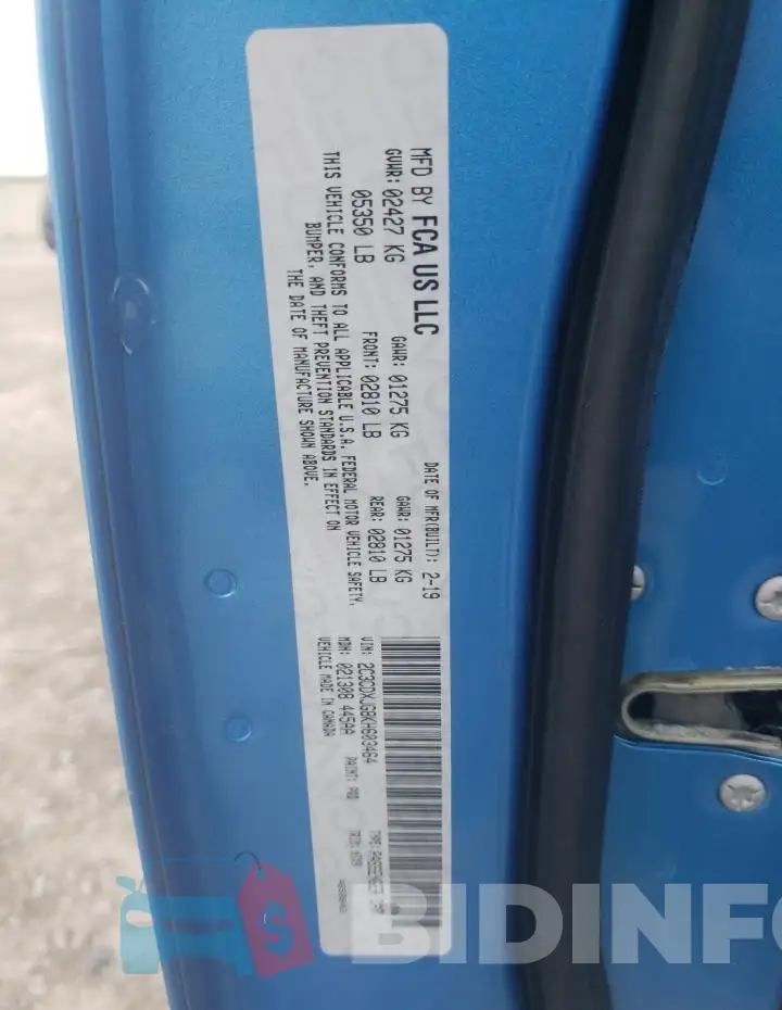2C3CDXJG8KH603464 Photo# 12