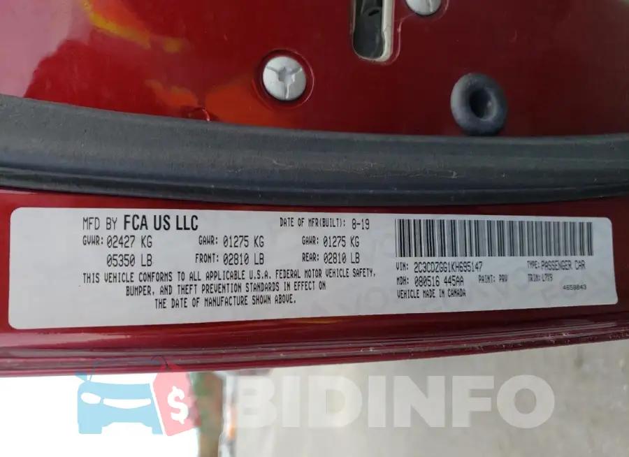 2C3CDZGG1KH695147 Photo# 13