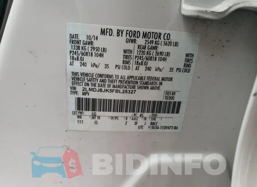 2LMDJ8JK5FBL25327 Photo# 13
